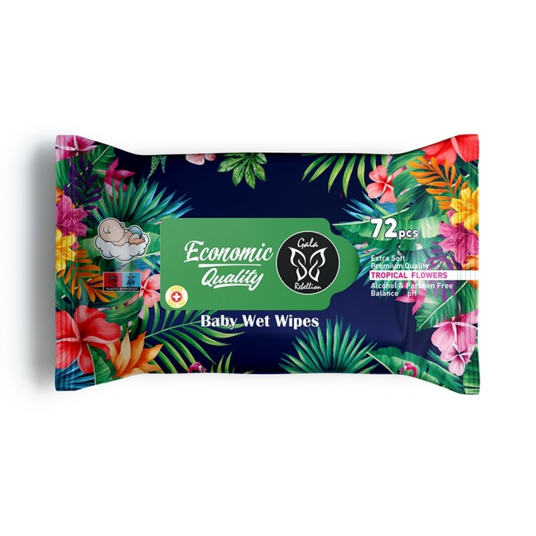 Rebellion Tropical Flowers nedves törlőkendő 72 lapos economy