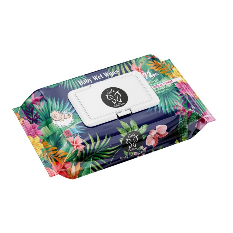 Rebellion Tropical Flowers nedves törlőkendő 72 lapos